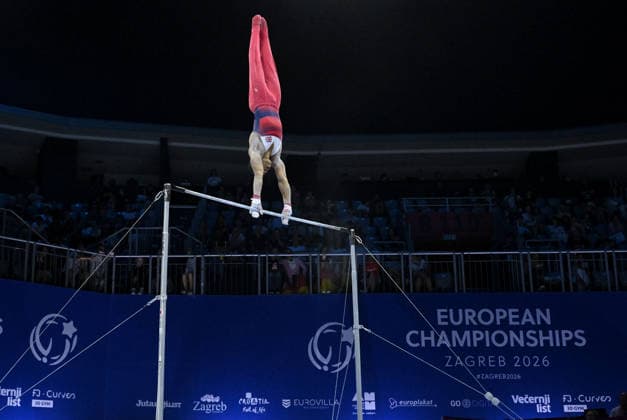 37th European Championships and 15th European Junior Championships in MenÂ s Artistic Gymnastics ZAGREB, CROATIA - AUGUST 23: Joe Fraser of Great Britain competes during the Men s Team Final on the horizontal bar, on day 5 of the 2026 Men s Artistic Gymnastics European Championships at Arena Zagreb on August 23, 2026 in Zagreb, Croatia.  MarkoxLukunic PIXSELL
