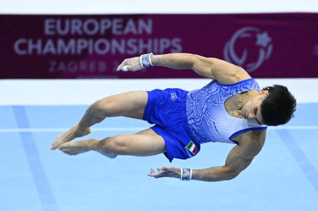 37th European Championships and 15th European Junior Championships in MenÂ s Artistic Gymnastics ZAGREB, CROATIA - AUGUST 23: Yumin Abbadini of Italy competes during the Men s Team Final on the floor exercise, on day 5 of the 2026 Men s Artistic Gymnastics European Championships at Arena Zagreb on August 23, 2026 in Zagreb, Croatia.  MarkoxLukunic PIXSELL