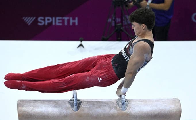 37th European Championships and 15th European Junior Championships in MenÂ s Artistic Gymnastics ZAGREB, CROATIA - AUGUST 23: Radomyr Stelmakh of Germany competes during the Men s Team Final on the pommel horse, on day 5 of the 2026 Men s Artistic Gymnastics European Championships at Arena Zagreb on August 23, 2026 in Zagreb, Croatia.  MarkoxLukunic PIXSELL