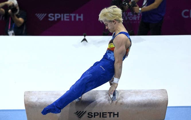 37th European Championships and 15th European Junior Championships in MenÂ s Artistic Gymnastics ZAGREB, CROATIA - AUGUST 23: Nicola Cuyle of Germany competes during the Men s Team Final on the pommel horse, on day 5 of the 2026 Men s Artistic Gymnastics European Championships at Arena Zagreb on August 23, 2026 in Zagreb, Croatia.  MarkoxLukunic PIXSELL