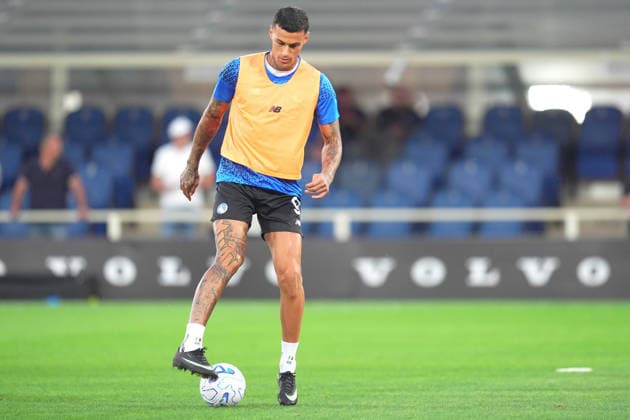 Atalanta s Gianluca Scamacca during the Serie A soccer match between Atalanta and Sassuolo the New Balance Arena in Bergamo, north Italy - Sunday , August 23 , 2026. - Soccer  Copyright: xSpada LaPressex