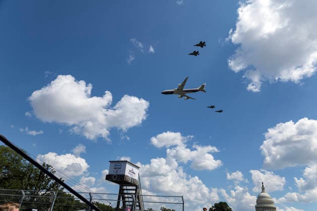 August 23, 2026, Washington, Dc, United States of America: Air Force One performs a flyover at the The Streets of Washington, DC as it plays host to the Freedom 250 Grand Prix in WASHINGTON, DC. IndyCar, Indy Car, IRL, USA SERIES 2026: Freedom 250 Grand Prix: Air Force One  - ZUMAg348 20260823_zsa_g348_001 Copyright: xKennethxWeisenbergerx xGmgx