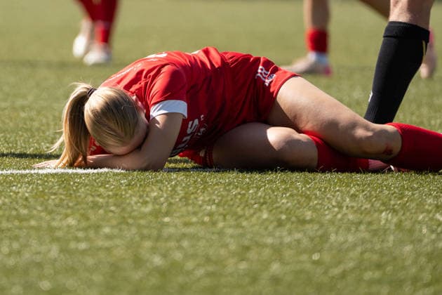 DÜDINGEN, FRIBOURG - AUGUST 23: Ramona Vonlanthen of SC Düdingen lies on the pitch during the AXA Women’s Swiss Cup match between SC Düdingen and FC Basel 1893 at FKB Stadion Birchhölzli on August 23, 2026 in Düdingen, Fribourg, Switzerland.  Copyright: xLivioxBaeriswylx xSPPx Sportspressphoto_SPR213715