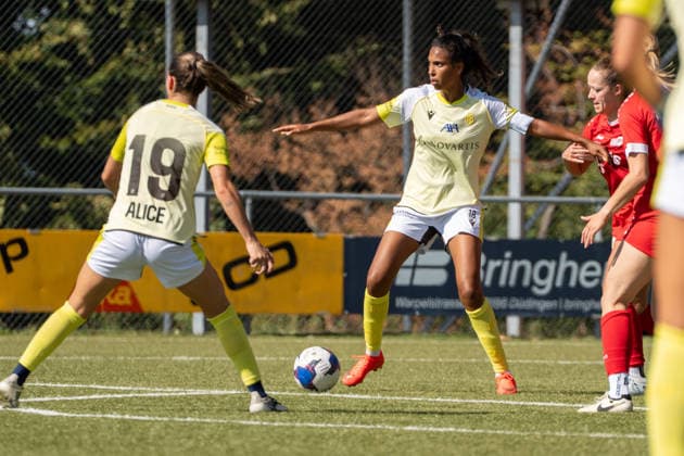 DÜDINGEN, FRIBOURG - AUGUST 23: Coumba Louisa Sow of FC Basel 1893 keeps possession of the ball during the AXA Women’s Swiss Cup match between SC Düdingen and FC Basel 1893 at FKB Stadion Birchhölzli on August 23, 2026 in Düdingen, Fribourg, Switzerland.  Copyright: xLivioxBaeriswylx xSPPx Sportspressphoto_SPR213717