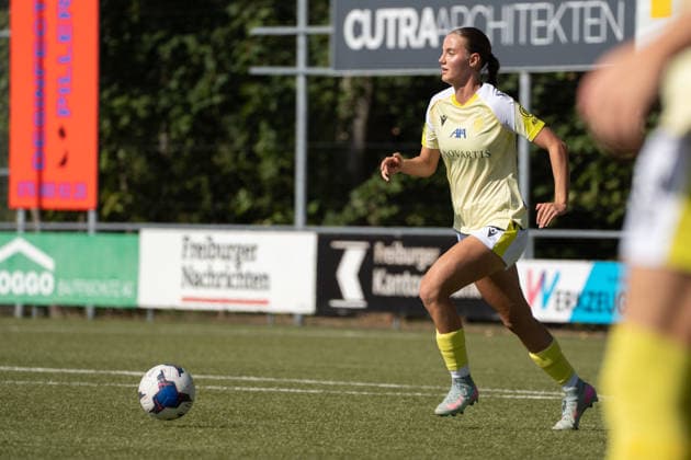 DÜDINGEN, FRIBOURG - AUGUST 23: Mia Franziska Bennewitz of FC Basel 1893 during the AXA Women’s Swiss Cup match between SC Düdingen and FC Basel 1893 at FKB Stadion Birchhölzli on August 23, 2026 in Düdingen, Fribourg, Switzerland.  Copyright: xLivioxBaeriswylx xSPPx Sportspressphoto_SPR213724