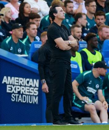 Aston Villa Manager Unai Emery. Brighton and Hove Albion v Aston Villa, Premier League Football, Football, American Express Community Stadium, Brighton, UK - 23 Aug 2026Brighton American Express Community Stadi United Kingdom EDITORIAL USE ONLY No use with unauthorised audio, video, data, fixture lists, club league logos or live services. Online in-match use limited to 120 images, no video emulation. No use in betting, games or single club league player publications.  Copyright: xJamesxMarsh Shutterstockx 17112311de