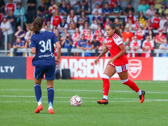 London Borehamwood, England - September 23: Oliva Smith runs up field during the pre season match between Arsenal Women and Paris FC, at Mangata Developments Stadium, Meadow Park on September 23, 2026 in London, England Photo credit: Jody Demay-Davies SPP  Copyright: xJodyxDemay-Daviesx xSPPx Sportspressphoto_SPR213788