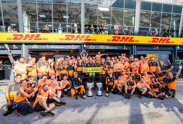 F1 Dutch Grand Prix - Lando Norris Celebrates Victory Lando Norris of McLaren Mastercard Formula 1 Team and McLaren Team celebrates their victory with trophies and champagne in front of their garage on race day during the 2026 Formula 1 Heineken Dutch Grand Prix at the Zandvoort Circuit in Zandvoort, Netherlands on August 23, 2026. Photo by Antoine Lapeyre Reveries Agency ABACAPRESS.COM Zandvoort Netherlands  Copyright: xAntoinexLapeyre ReveriesxAgency ABACAx