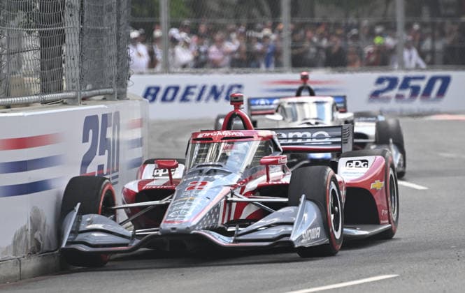 Team Penske driver Josef Newgarden (2) competes in the Freedom 250 Grand Prix IndyCar, Indy Car, IRL, USA Series race on the National Mall in Washington, DC on Sunday, August 23, 2026.  WAP20260823861 DAVIDxTULIS