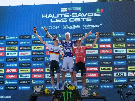 UCI coupe du monde Cross country moins de 23 ans hommes Compagnon Michel MAXPPP - Les Gets 23 08 2026 UCI coupe du monde Cross country moins de 23 ans hommes 1er Pedersen Hebi Gustav 2eme Kruger Benjamin Germany 3eme Schehl Paul Germany The 2026 UCI Mountain Bike World Series *** Local Caption *** Les Gets HAUTE-SAVOIE RHONE-ALPES FRANCE  Copyright: xMAXPPPxCompagnonxMichelx CMP202608236529 CMP202608236529