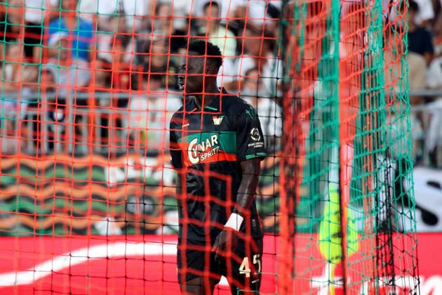 Venezia s Amor Adams(Venezia FC) ™s delusion during the Serie A soccer match between Venezia FC and US Lecce in the Pier Luigi Penzo Stadium di Venice,north east Italy - August 23, 2026. - Soccer  Copyright: xPaolaxGarbuio LaPressex