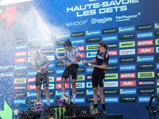 UCI coupe du monde Cross country moins de 23 ans femmes Compagnon Michel MAXPPP - Les Gets 23 08 2026 UCI coupe du monde Cross country moins de 23 ans femmes 1ere Corvi Valentina Italie 2eme Hutter Anina Suisse 3eme Embacher Katryn The 2026 UCI Mountain Bike World Series *** Local Caption *** Les Gets HATE-SAVOIE AUVERGNE-RHONES-ALP FRANCE  Copyright: xMAXPPPxCompagnonxMichelx CMP202608236553 CMP202608236553