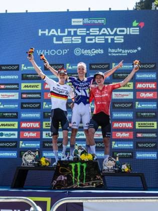 UCI coupe du monde Cross country moins de 23 ans hommes Compagnon Michel MAXPPP - Les Gets 23 08 2026 UCI coupe du monde Cross country moins de 23 ans hommes 1er Pedersen Hebi Gustav 2eme Kruger Benjamin Germany 3eme Schehl Paul Germany The 2026 UCI Mountain Bike World Series *** Local Caption *** Les Gets HAUTE-SAVOIE RHONE-ALPES FRANCE  Copyright: xMAXPPPxCompagnonxMichelx CMP202608236559 CMP202608236559