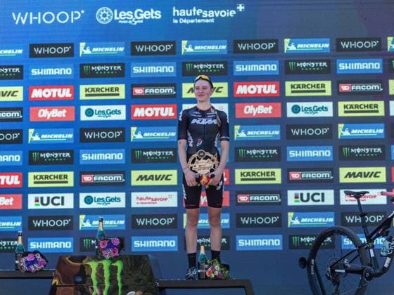 UCI coupe du monde Cross country moins de 23 ans femmes Compagnon Michel MAXPPP - Les Gets 23 08 2026 UCI coupe du monde Cross country moins de 23 ans femmes 1ere Corvi Valentina Italie 2eme Hutter Anina Suisse 3eme Embacher Katryn The 2026 UCI Mountain Bike World Series *** Local Caption *** Les Gets HATE-SAVOIE AUVERGNE-RHONES-ALP FRANCE  Copyright: xMAXPPPxCompagnonxMichelx CMP202608236555 CMP202608236555