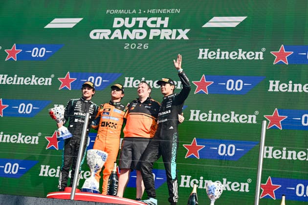12 Kimi Antonelli And 01 Lando Norris And 63 George Russell In Celebrating The Final Podium ,During Fia Formula One World Championship, WM, Weltmeisterschaft Gp Formula F1 Heineken Dutch Grand Prix 2026 23 August, Zandvoort Netherlands (Photo by Luca Barsali DeFodi Images) - *** 12 Kimi Antonelli, 01 Lando Norris, and 63 George Russell celebrating their final podium finish during the FIA Formula One World Championship, Formula F1 Heineken Dutch Grand Prix 2026 on August 23 in Zandvoort, Netherlands. Photo by Luca Barsali, DeFodi Images