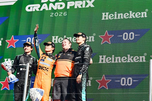 12 Kimi Antonelli And 01 Lando Norris And 63 George Russell In Celebrating The Final Podium ,During Fia Formula One World Championship, WM, Weltmeisterschaft Gp Formula F1 Heineken Dutch Grand Prix 2026 23 August, Zandvoort Netherlands (Photo by Luca Barsali DeFodi Images) - *** 12 Kimi Antonelli, 01 Lando Norris, and 63 George Russell celebrating their final podium finish during the FIA Formula One World Championship, Formula F1 Heineken Dutch Grand Prix 2026 on August 23 in Zandvoort, Netherlands. Photo by Luca Barsali, DeFodi Images