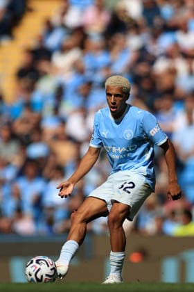 23rd August 2026; Etihad Stadium, Manchester, Lancashire, England; Premier League Football, Manchester City versus AFC Bournemouth; Rico Lewis of Manchester City passes the ball DavidxBlunsden