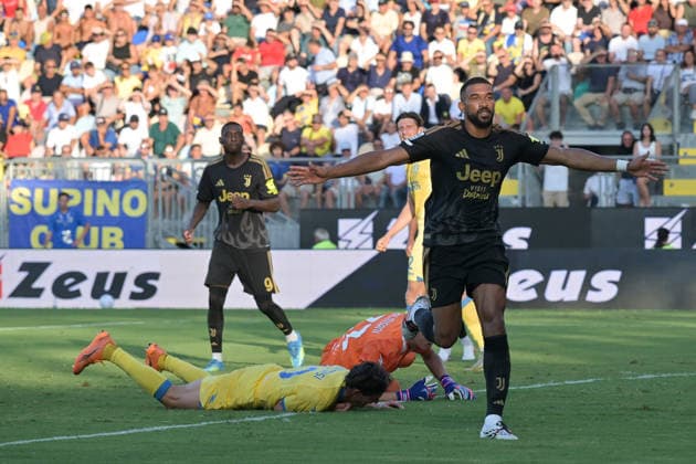 23rd August 2026; Stadio Benito Stirpe, Frosinone, Italy; Serie A Football; Frosinone versus Juventus; Bremer of Juventus celebrates after scoring goal in the 27th minute for 0-1 AllShotLive