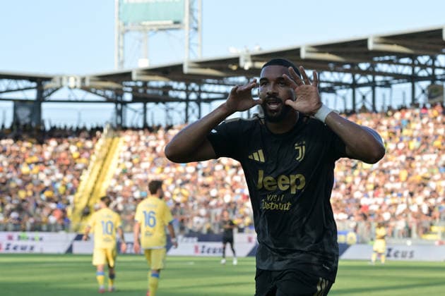 23rd August 2026; Stadio Benito Stirpe, Frosinone, Italy; Serie A Football; Frosinone versus Juventus; Bremer of Juventus celebrates after scoring goal in the 27th minute for 0-1 AllShotLive