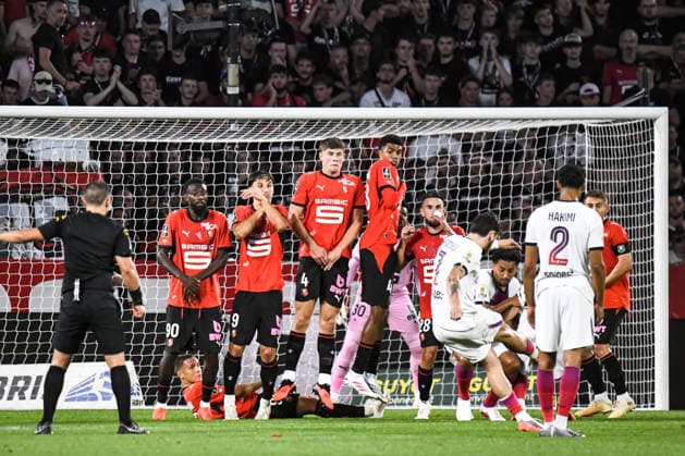 FOOTBALL : Stade Rennais vs Paris SG - Ligue 1 - JournÃ e 1 - 23 08 2026 Issa Soumare (Stade Rennais) Esteban Lepaul (Stade Rennais) Charlie Cresswell (Stade Rennais) Abdelhamid Ait Boudlal (Stade Rennais) RennesFrance  Copyright: xBaptistexAutissierx