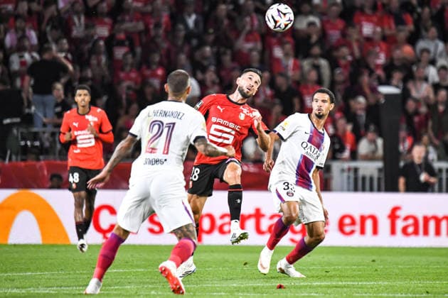 FOOTBALL : Stade Rennais vs Paris SG - Ligue 1 - JournÃ e 1 - 23 08 2026 Adrien Thomasson (Stade Rennais) Warren Zaire-Emery (Paris SG) RennesFrance  Copyright: xBaptistexAutissierx