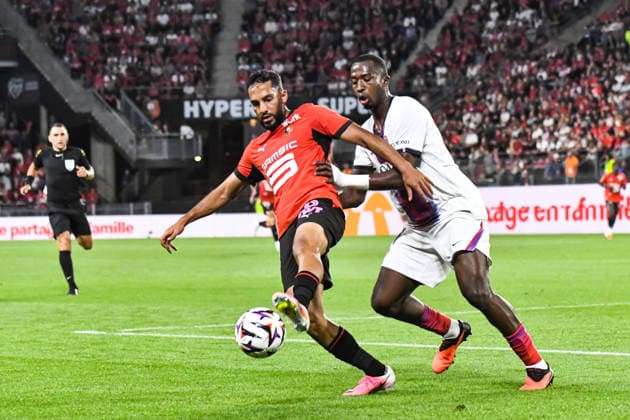 FOOTBALL : Stade Rennais vs Paris SG - Ligue 1 - JournÃ e 1 - 23 08 2026 Moussa Tamari (Stade Rennais) Willian Pacho (Paris SG) RennesFrance  Copyright: xBaptistexAutissierx