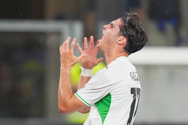 Sassulo s Vasilije Adzic during the Serie A soccer match between Atalanta and Sassuolo the New Balance Arena in Bergamo, north Italy - Sunday , August 23 , 2026. - Soccer  Copyright: xSpada LaPressex