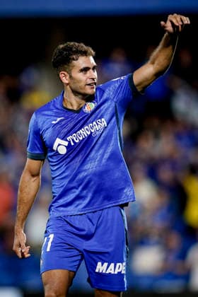 August 23, 2026, Getafe, Madrid, Spain: Andres Garcia of Getafe CF gestures during the Spanish League, LaLiga EA Sports, football match played between Getafe CF and Real Racing Club de Santander at Coliseum de Getafe stadium on August 23, 2026, in Getafe, Madrid, Spain. Getafe Spain - ZUMAa181 20260823_zaa_a181_149 Copyright: xAngelxPerezxMecax