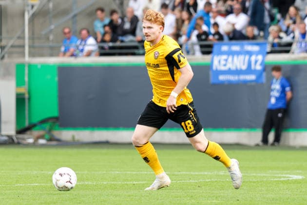 23.08.2026, xgrfx, Fussball DFB Pokal 1.Runde, SV Westfalia Rhynern - Dynamo Dresden v.l. Robert Wagner (Dynamo Dresden) (DFL DFB REGULATIONS PROHIBIT ANY USE OF PHOTOGRAPHS as IMAGE SEQUENCES and or QUASI-VIDEO) Münster *** August 23, 2026, xgrfx, Soccer DFB Cup 1st Round, SV Westfalia Rhynern vs. Dynamo Dresden, Robert Wagner, Dynamo Dresden. DFL and DFB regulations prohibit any use of photographs as image sequences and or quasi-video. Münster