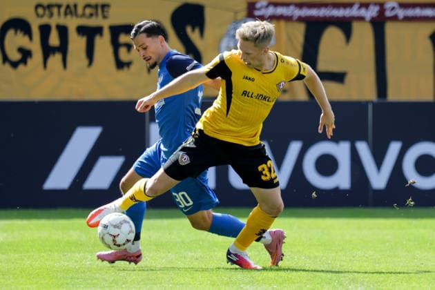 23.08.2026, xgrfx, Fussball DFB Pokal 1.Runde, SV Westfalia Rhynern - Dynamo Dresden v.l. Melih Sayin (SV Westfalia Rhynern), Jonas Sterner (Dynamo Dresden) (DFL DFB REGULATIONS PROHIBIT ANY USE OF PHOTOGRAPHS as IMAGE SEQUENCES and or QUASI-VIDEO) Münster *** August 23, 2026, xgrfx, Soccer DFB Cup 1st Round, SV Westfalia Rhynern vs. Dynamo Dresden, Melih Sayin, SV Westfalia Rhynern, Jonas Sterner, Dynamo Dresden. DFL and DFB regulations prohibit any use of photographs as image sequences and or quasi-video. Münster