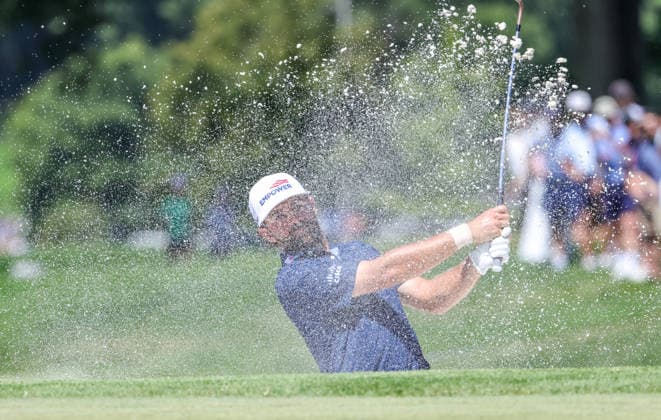 AUG 23, 2026: Cameron Young of the United States plays a shot from the bunker during the final round of the BMW Championship at Bellerive Country Club in St. Louis, Missouri. CSM PGA, Golf Herren 2026: BMW Championship Aug 23  - ZUMAc04_ 20260823_zma_c04_065 Copyright: xRomanxPunox