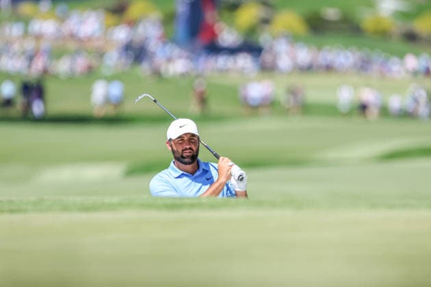 PGA, Golf Herren 2026: BMW Championship Aug 23 AUG 23, 2026: Scottie Scheffler of the United States looks at the hole from the bunker during the final round of the BMW Championship at Bellerive Country Club in St. Louis, Missouri. Roman Puno CSM (Credit Image: Â Roman Puno Cal Media) St. Louis Missouri United States EDITORIAL USE ONLY Copyright: xx ZUMA-20260823_zma_c04_066.jpg RomanxPunox csmphotothree514473