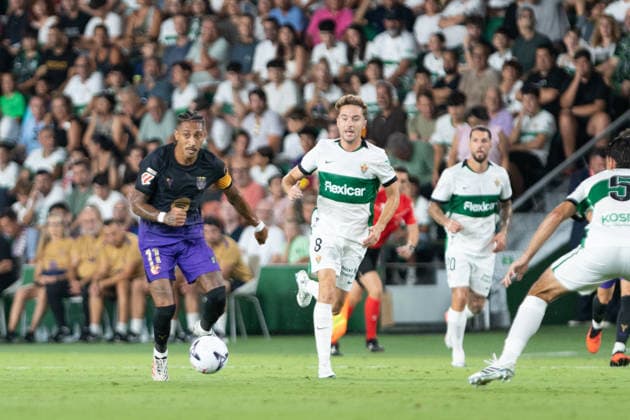 ESP: LaLiga EA Sports Elche CF v FC Barcelona, Barca Raphinha of FC Barcelona during LaLiga EA Sports match between Elche CF v FC Barcelona played at Martinez Valero Stadium, Elche on August 23 2026 in Spain Spain Soccer *** ESP LaLiga EA Sports Elche CF vs. FC Barcelona: Raphinha of FC Barcelona during the LaLiga EA Sports match between Elche CF and FC Barcelona, played at Martinez Valero Stadium in Elche on August 23, 2026, in Spain. Spanish Soccer Copyright: xAgenciaxLOFx