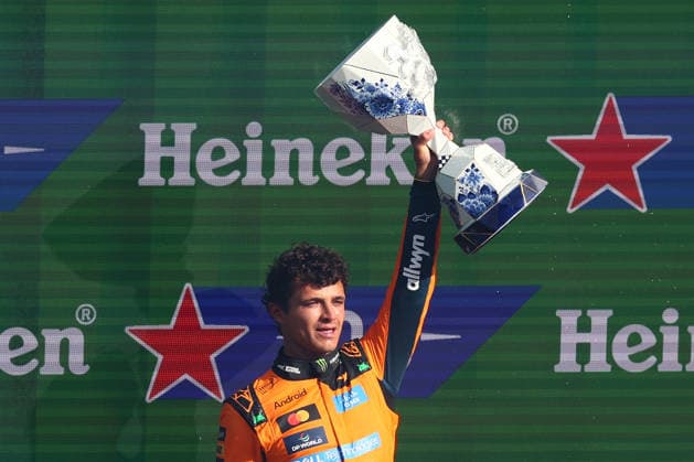 Norris wins F1 Dutch Grand Prix for back-to-back victories ZANDVOORT, NETHERLANDS - AUGUST 23: Lando Norris of McLaren on the podium after the Formula 1 Dutch Grand Prix at Circuit Zandvoort, Netherlands on August 23, 2026. Jakub Porzycki Anadolu Zandvoort Netherlands. Editorial use only. Please get in touch for any other usage.  Copyright: x2026xAnadoluxJakubxPorzyckix