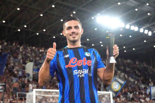 Atalanta s Nikola Krstovic Panini Player of the match during the Serie A soccer match between Atalanta and Sassuolo the New Balance Arena in Bergamo, north Italy - Sunday , August 23 , 2026. - Soccer  Copyright: xSpada LaPressex