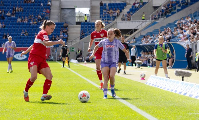 23.08.26 Frauen TSG 1899 Hoffenheim - VfB Stuttgart Deutschland, Stuttgart, 23.08.2026, Fussball, Frauen, Bundesliga, Saison 2026 2027, TSG 1899 Hoffenheim - VfB Stuttgart: v.l. Adriana Achcinska (VfB Stuttgart), Marie Steiner (TSG 1899 Hoffenheim), Maximiliane Rall (VfB Stuttgart). *** August 23, 2026 Women s TSG 1899 Hoffenheim vs. VfB Stuttgart Germany, Stuttgart, August 23, 2026, Soccer, Women s, Bundesliga, 2026–2027 Season, TSG 1899 Hoffenheim vs. VfB Stuttgart: from left, Adriana Achcinska (VfB Stuttgart), Marie Steiner (TSG 1899 Hoffenheim), Maximiliane Rall (VfB Stuttgart)