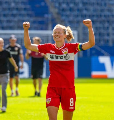 23.08.26 Frauen TSG 1899 Hoffenheim - VfB Stuttgart Deutschland, Stuttgart, 23.08.2026, Fussball, Frauen, Bundesliga, Saison 2026 2027, TSG 1899 Hoffenheim - VfB Stuttgart: Maximiliane Rall (VfB Stuttgart); Schlussjubel. *** August 23, 2026 Women s TSG 1899 Hoffenheim vs. VfB Stuttgart Germany, Stuttgart, August 23, 2026, Soccer, Women s, Bundesliga, 2026–2027 season, TSG 1899 Hoffenheim vs. VfB Stuttgart, Maximiliane Rall (VfB Stuttgart), Celebration at the End of the Match