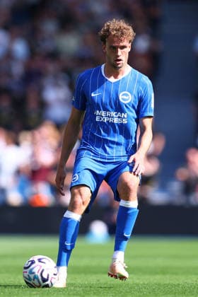 Brighton and Hove, England, 23rd August 2026. Mats Wieffer of Brighton & Hove Albion during the Brighton and Hove Albion vs Aston Villa Premier League match at the AMEX Stadium, Brighton and Hove. Picture credit should read: Paul Terry Sportimage EDITORIAL USE ONLY. No use with unauthorised audio, video, data, fixture lists, club league logos or live services. Online in-match use limited to 120 images, no video emulation. No use in betting, games or single club league player publications. SPI_084_PT_Brighton_Villa SPI-4931-0087
