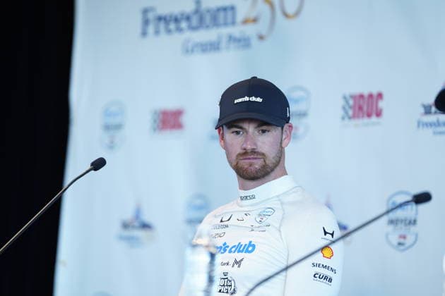 Freedom 250 Grand Prix in DC Kyle Kirkwood ( 27) of Andretti Global speaks at a press conference, PK, Pressekonferenz after winning the Freedom 250 Grand Prix in Washington, DC, USA, on Sunday, August 23, 2026. The 250 mile race consists of 147 laps of the 1.7 mile, 7 turn course and will be the first ever NTT IndyCar, Indy Car, IRL, USA Series race held in the nation™s capital. Credit: Andrew Thomas CNP Washington District of Columbia United States of America EDITORIAL USE ONLY Copyright: xx Kyle Kirkwood 27 464 AndrewxThomasx-xCNPx cnpphotos339589