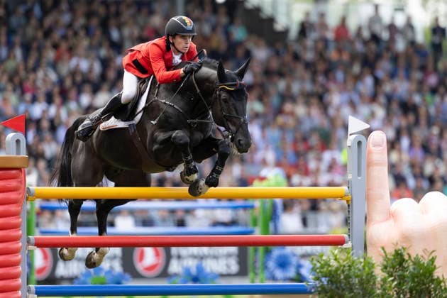 Thibeau SPITS (BEL) auf Impress-K van t Kattenheye Z, im Sprung, gewinnt Silber, Einzelbild, Einzelaktion, Aktion, Springen S3, Umlauf B, FEI Jumping World Championship, WM, Weltmeisterschaft - Individual Final - LONGINES-Preis, am 23.08.2026, FEI Reit Weltmeisterschaft Aachen 2026 vom 11. - 23.08.2026 in Aachen Deutschland; Â *** Thibeau SPITS BEL on Impress K van t Kattenheye Z, during a jump, wins silver; single frame, single action, action, Jumping S3, Round B, FEI Jumping World Championship Individual Final LONGINES Prize, on August 23, 2026, FEI World Equestrian Championships Aachen 2026, August 11–23, 2026, in Aachen, Germany Â