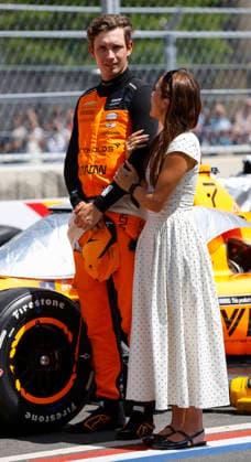 August 23, 2026: Christian Lundgaard, driver of the 7 Arrow McLaren IndyCar, Indy Car, IRL, USA Team Chevrolet stands with his girlfriend, Gabriella Gilrowski, before the NTT INDYCAR Series Freedom 250 on August 22, 2026 on the streets of Washington, DC. CSM INDY 2026: Freedom 250 Grand Prix AUG 23  - ZUMAc04_ 20260823_zma_c04_078 Copyright: xJustinxCooperx