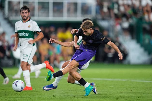 August 23, 2026, Elche, Elche, Spain: Fermin Lopez of FC Barcelona, Barca shoots to score his team s fifth goal during the Spanish League, LaLiga EA Sports, football match played between Elche CF and FC Barcelona at Estadio Manuel Martinez Valero on August 23, 2026, in Elche, Spain. Elche Spain - ZUMAa181 20260823_zaa_a181_190 Copyright: xDennisxAgyemanx