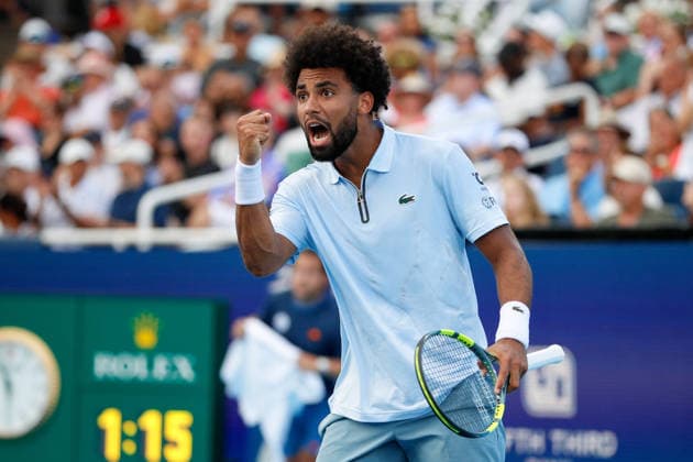 CINCINNATI, OH - AUGUST 23: Arthur Fils of France reacts during the final round of the Cincinnati Open at the Lindner Family Tennis Center on August 23, 2026 in Mason, Ohio. (Photo by Ian Johnson Icon Sportswire) TENNIS: AUG 23 Cincinnati Open EDITORIAL USE ONLY Icon260823015