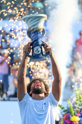 August 23, 2026, Mason, Oh, USA: Cincinnati Open Tennis 2026 - Arthur Fils celebrates winning the final against Frances Tiafoe in the Cincinnati Open Tennis Tournament held in Mason OH. The score was 6-3 1-6 6-0. 2026 08 23. ZUMAPress Mason USA - ZUMAn24_ 20260823_zaf_n24_007 Copyright: xWallyxNellx