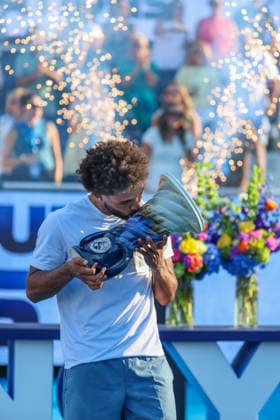 August 23, 2026, Mason, Oh, USA: Cincinnati Open Tennis 2026 - Arthur Fils celebrates winning the final against Frances Tiafoe in the Cincinnati Open Tennis Tournament held in Mason OH. The score was 6-3 1-6 6-0. 2026 08 23. Cincinnati Open Tennis 2026  - ZUMAn24_ 20260823_zaf_n24_008 Copyright: xWallyxNellx