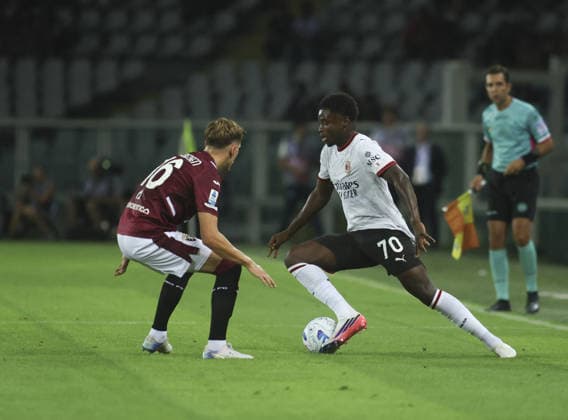 SOCCER - Serie A - Torino FC vs. AC Milan Photo by IPA ABACAPRESS.COM87741379 - Alphadjo Cisse of AC Milan during the 2026–27 Coppa Italia soccer match between Torino FC and Carrarese Calcio 1908 on August 23, 2026, at the Stadio Olimpico Grande Torino in Turin, Italy. Photo by Nderim KACELI Turin Italy  Copyright: xIPAxSport ABACAx