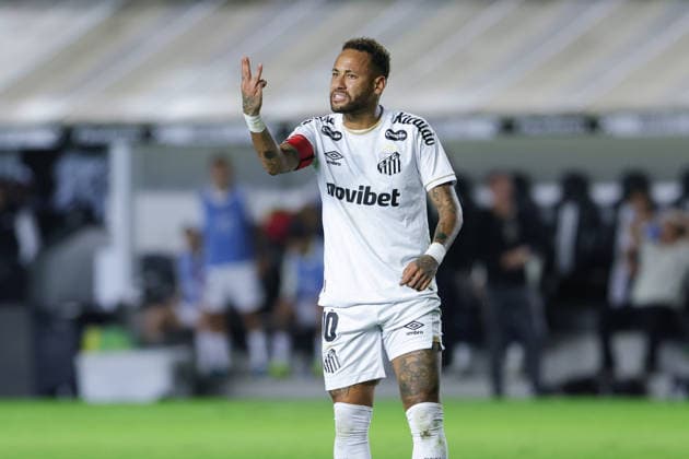 SANTOS, BRAZIL - AUGUST 23: Neymar of Santos gestures during a Brasileirao 2026 match between Santos and Mirassol at Vila Belmiro Stadium on August 23, 2026 in Santos, Brazil (Photo by Leo Barrilari Sports Press Photo SPP)  Copyright: xSportsxPressxPhotox Sportspressphoto_SPR214470