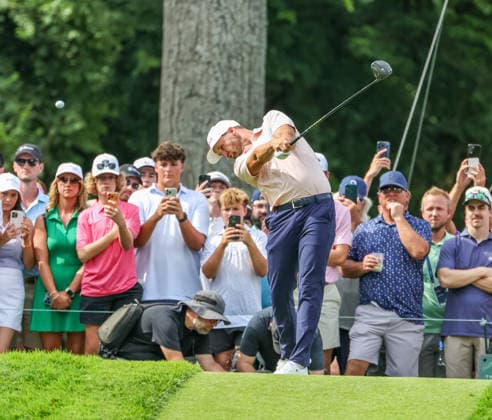 AUG 23, 2026: Wyndham Clark of the United States tees off on the 15th tee during the final round of the BMW Championship at Bellerive Country Club in St. Louis, Missouri. CSM St. Louis United States - ZUMAc04_ 20260823_zma_c04_139 Copyright: xRomanxPunox