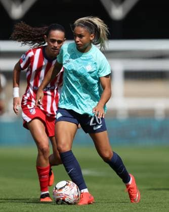 Pre Season Friendly - London City Lionesses v Atletico de Madrid Femenino BROMLEY, ENGLAND, AUGUST 23: Delphine Cascarino of London City Lionesses during the Pre Season Friendly match between London City Lionesses v Atletico de Madrid Femenino at Copper Jax Community Stadium, Bromley, London on 23 August. (Photo by Daniel Weir) London Copper Jax Community Stadium United Kingdom Copyright: xDanielxWeir SportsxPressxPhotox Sportspressphoto_SPR214564
