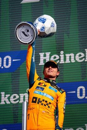 F1 2026: Dutch Grand Prix in Zandvoort, Netherlands - 23 Aug 2026 Lando Norris (GBR) (McLaren Mastercard F1 Team) on the podium after the race of the Formula 1 Heineken Dutch Grand Prix 2026 at the Circuit Zandvoort. Zandvoort Netherlands Copyright: xLucaxMartinix xSOPAxImagesx Luca-Martini-1444311
